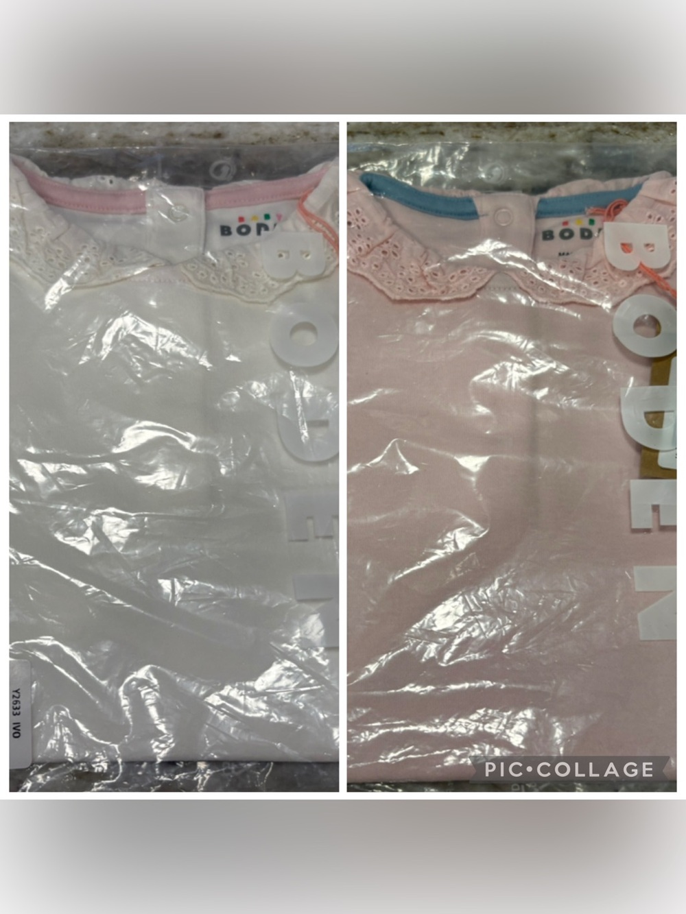 NWT Baby Boden Detailed Collared Bodysuit Onesie Bundle in pink and ivory